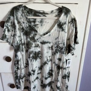 Torrid Women's Short Sleeve Tie-Dye Top - Black and White